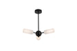 Cosmic 3Lt Semi-flush Black Metal with Textured Acrylic