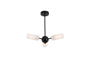 Cosmic 3Lt Semi-flush Black Metal with Textured Acrylic