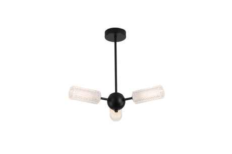 Cosmic 3Lt Semi-flush Black Metal with Textured Acrylic