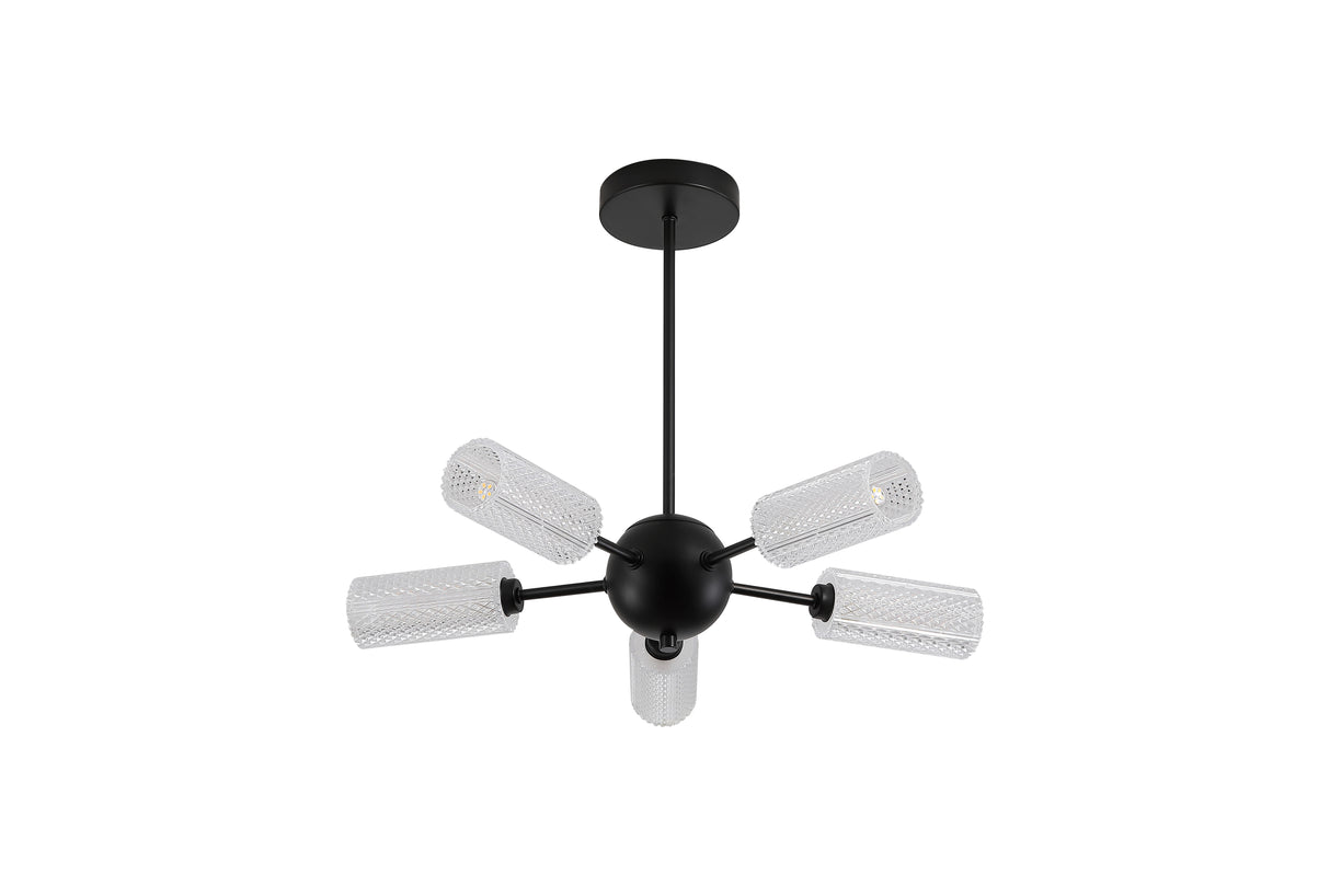 Searchlight Electric Cosmic 5Lt Semi-flush Black Metal with Textured Acrylic 96505-5BK