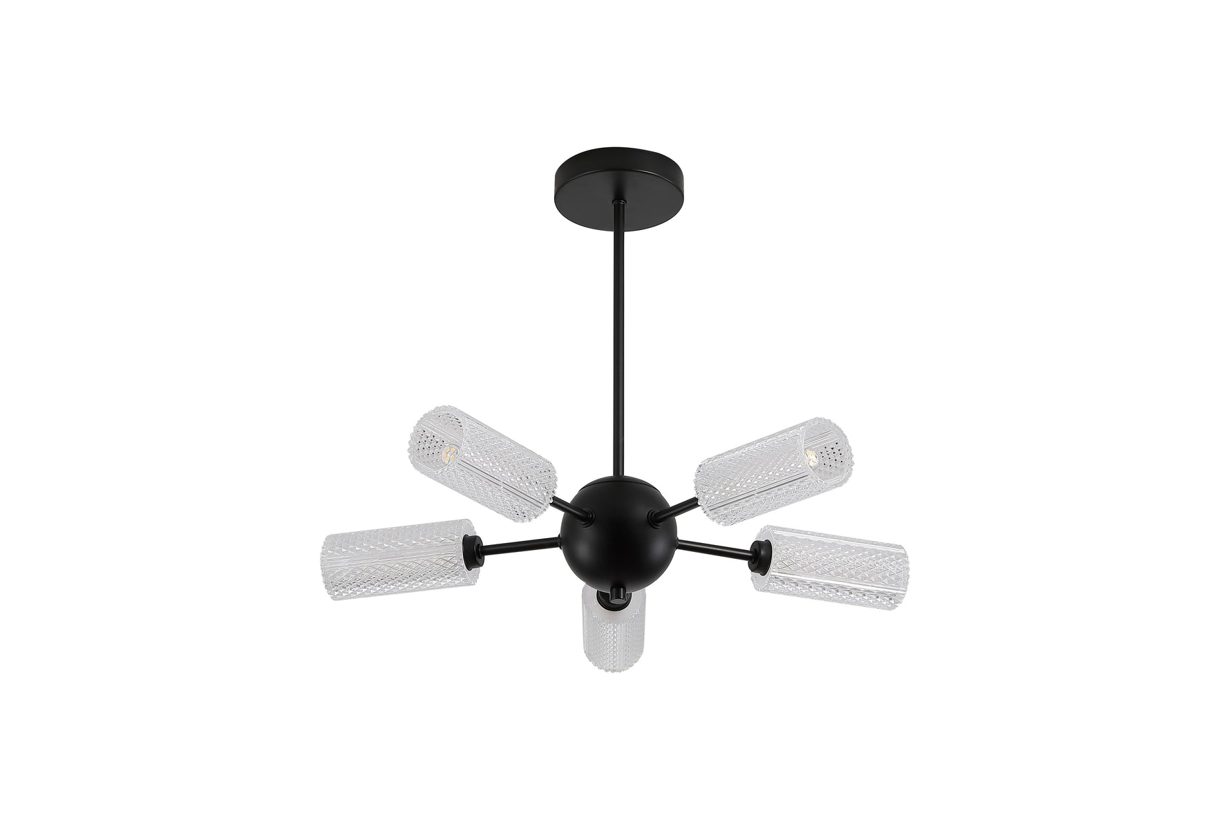 Searchlight Electric Cosmic 5Lt Semi-flush Black Metal with Textured Acrylic 96505-5BK