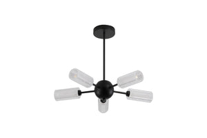 Searchlight Electric Cosmic 5Lt Semi-flush Black Metal with Textured Acrylic 96505-5BK