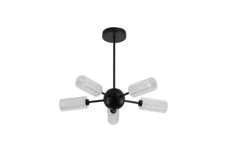 Searchlight Electric Cosmic 5Lt Semi-flush Black Metal with Textured Acrylic 96505-5BK