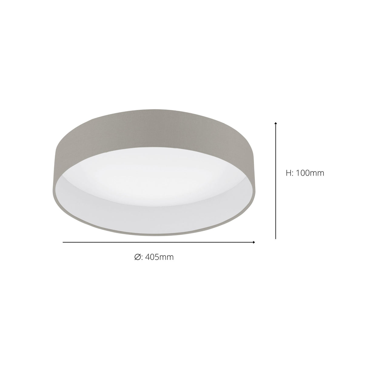 Eglo EU PALOMARO?1 LED Ceiling Light – Warm White, Taupe Fabric Shade, Dimmable, 2000?lm