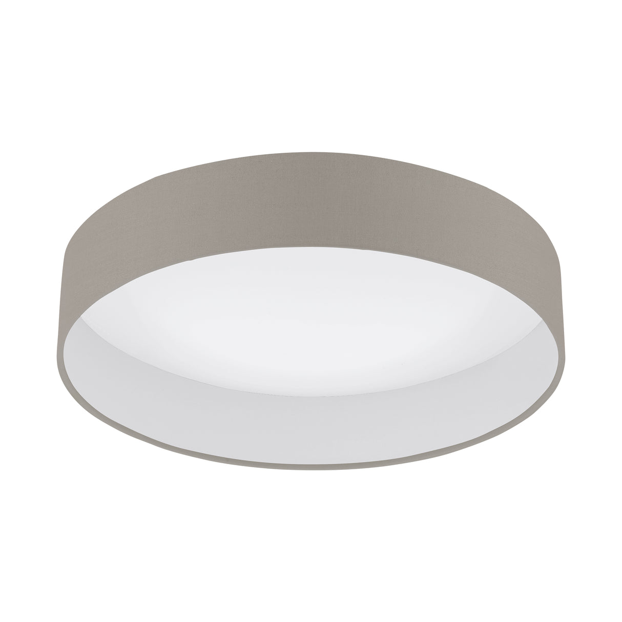 Eglo EU PALOMARO?1 LED Ceiling Light – Warm White, Taupe Fabric Shade, Dimmable, 2000?lm