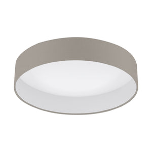 Eglo EU PALOMARO?1 LED Ceiling Light – Warm White, Taupe Fabric Shade, Dimmable, 2000?lm