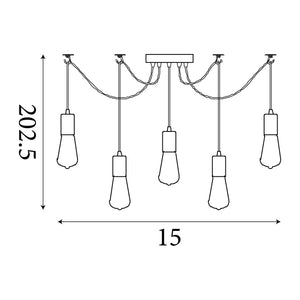 Searchlight Electric Squiggle 5Lt Pendant - Black Metal & Cables 9665-5BK
