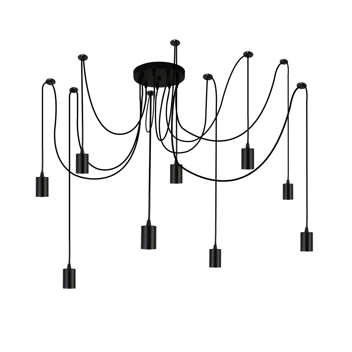 Searchlight Electric Squiggle 9Lt Pendant - Black Metal & Cables 9669-9BK