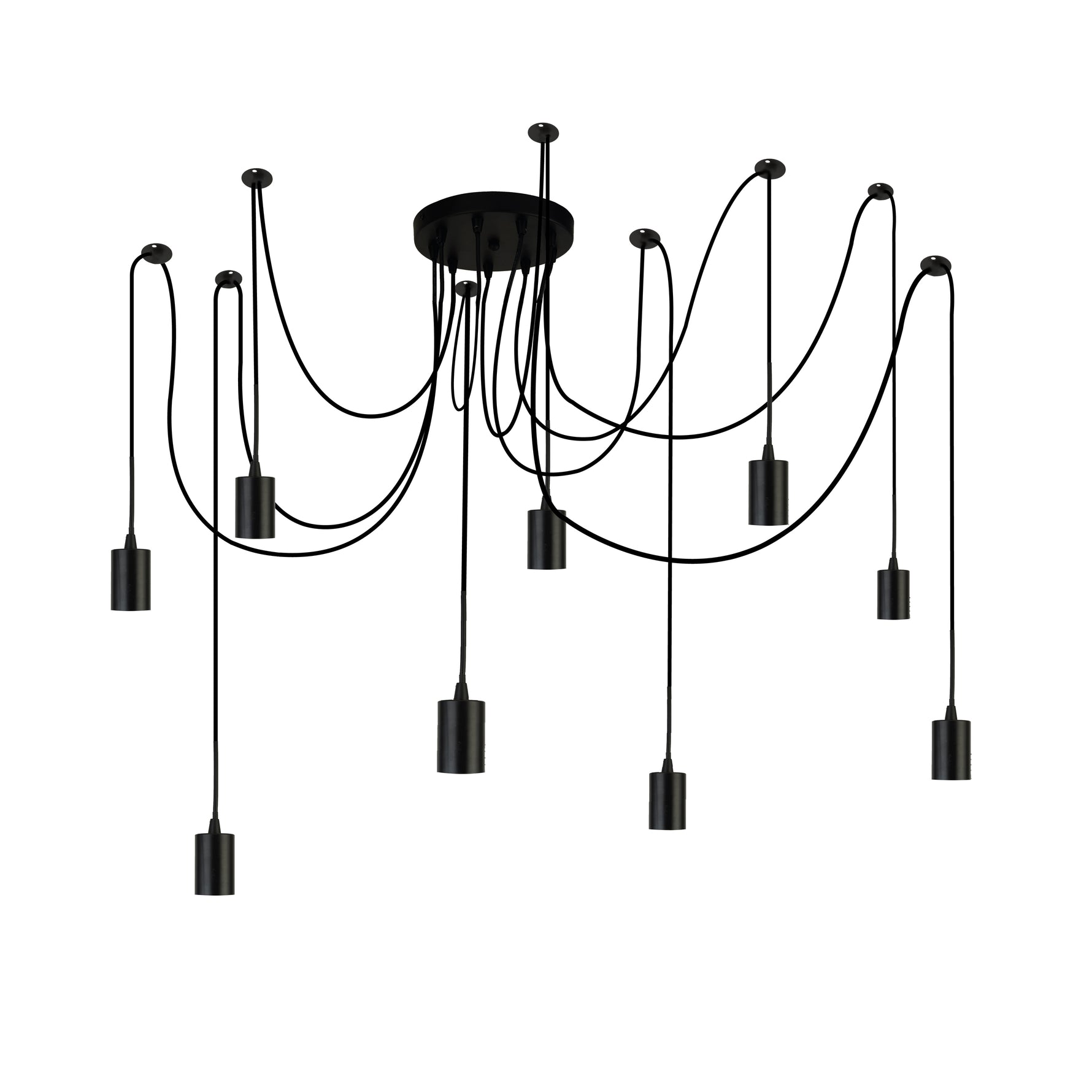 Searchlight Electric Squiggle 9Lt Pendant - Black Metal & Cables 9669-9BK