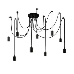 Searchlight Electric Squiggle 9Lt Pendant - Black Metal & Cables 9669-9BK