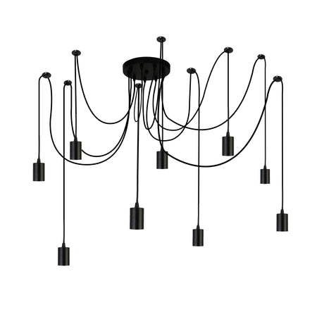 Searchlight Electric Squiggle 9Lt Pendant - Black Metal & Cables 9669-9BK