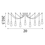 Searchlight Electric Squiggle 9Lt Pendant - Black Metal & Cables 9669-9BK