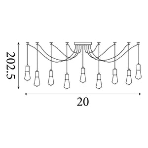Searchlight Electric Squiggle 9Lt Pendant - Black Metal & Cables 9669-9BK