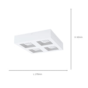 Eglo EU FERREROS Wall or Ceiling Light – White Steel, Integrated LED, Warm White, Indoor Lighting
