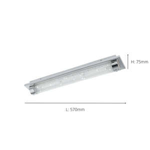 Eglo EU TOLORICO LED Bathroom Wall & Ceiling Light – 570mm Chrome, Clear Glass, Cool White, IP44