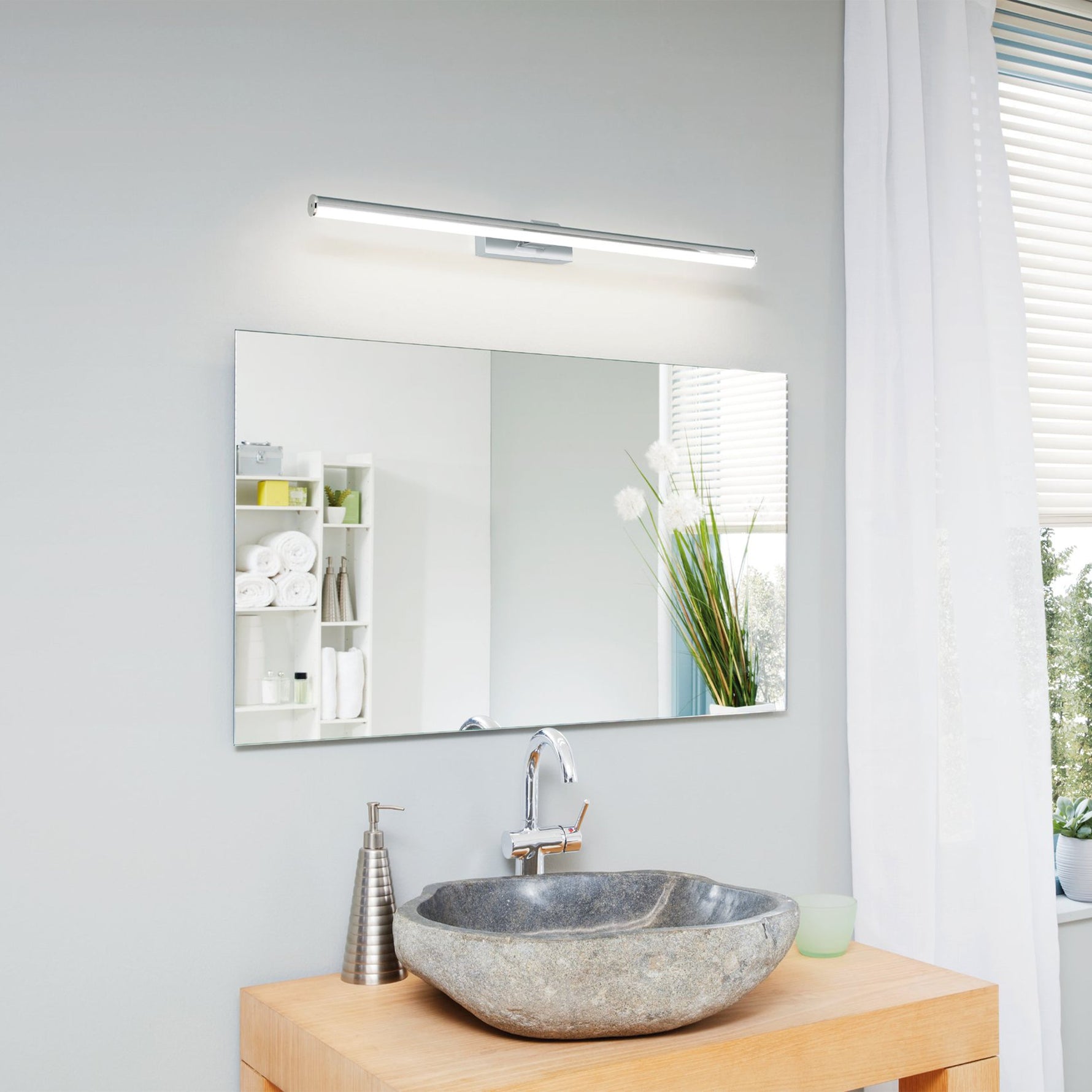 Eglo EU Pandella 1 LED Aluminium & Plastic Silver Bathroom Mirror Light , 78cm