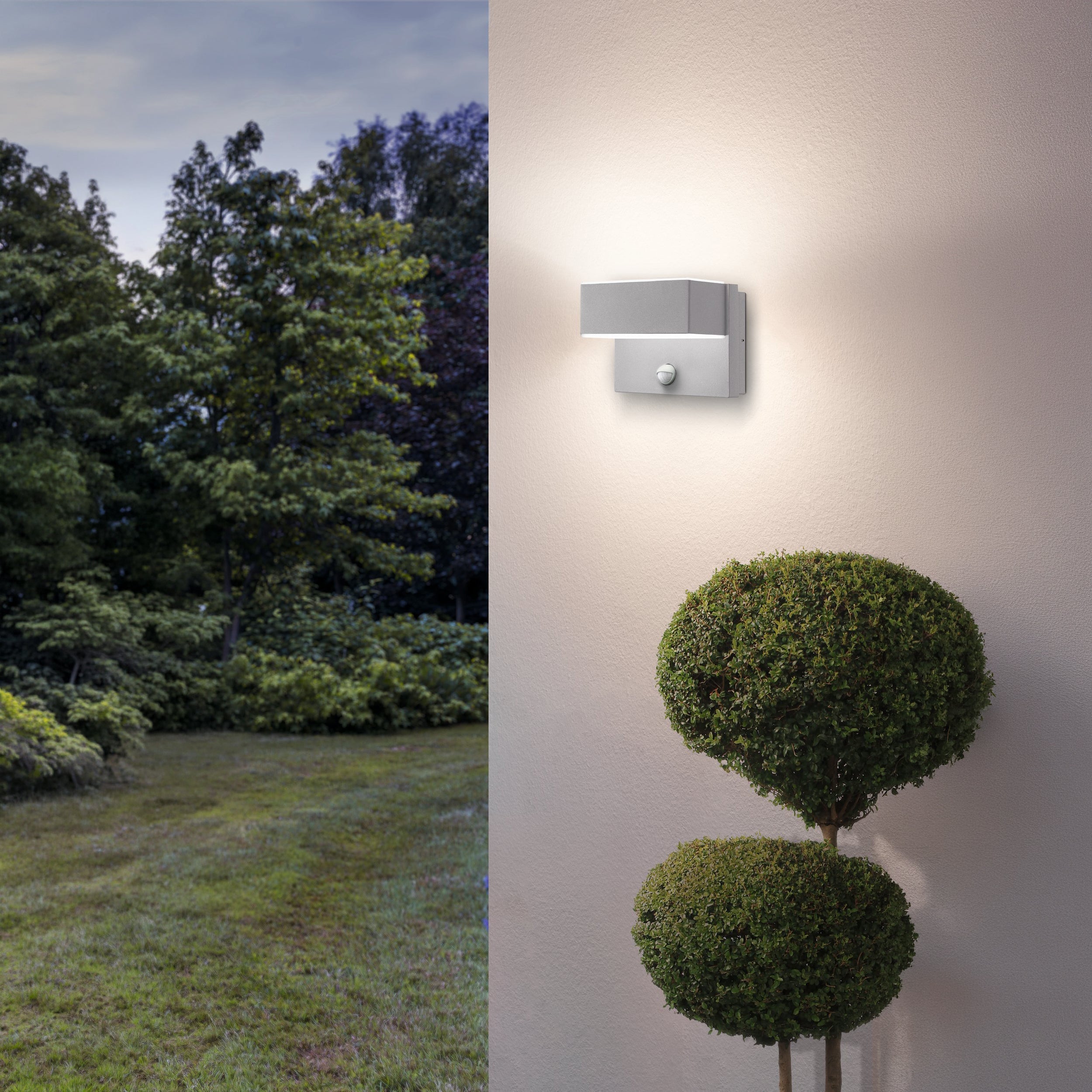 Eglo EU TRIBANO Outdoor Wall Light – Stainless Steel, Motion & Day/Night Sensor, E27, IP44 Exterior Lighting