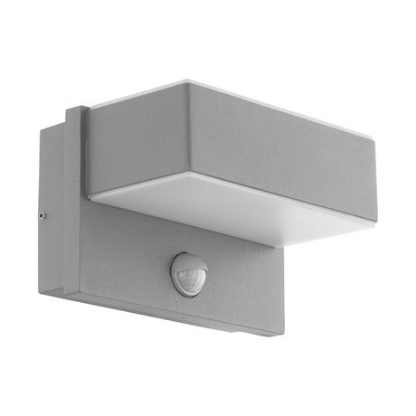 Eglo EU AZZINANO Outdoor LED Wall Light – Silver Zinc?Plated Steel, Motion & Day/Night Sensor, Warm White, IP44 Exterior Lighting