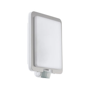 Eglo EU MUSSOTTO Outdoor Wall Light with Sensor – Stainless Steel & White, E27, Motion Sensor, Exterior Lighting