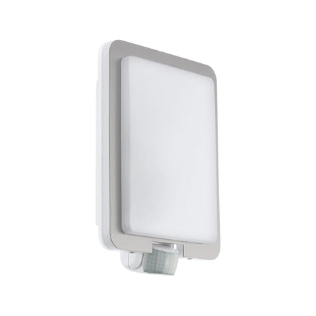 Eglo EU MUSSOTTO Outdoor Wall Light with Sensor – Stainless Steel & White, E27, Motion Sensor, Exterior Lighting