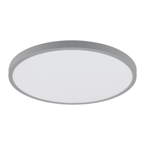 Eglo EU FUEVA?1 LED Ceiling Light – Ultra?Slim Surface Mounted Panel, Warm White, 2500?lm, Silver