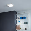 Eglo EU FUEVA?1 LED Ceiling Light – Ultra?Slim Square Surface Mounted Panel, Warm White, 2500?lm, Silver