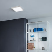 Eglo EU FUEVA?1 LED Ceiling Light – Ultra?Slim Square Surface Mounted Panel, Warm White, 2500?lm, Silver