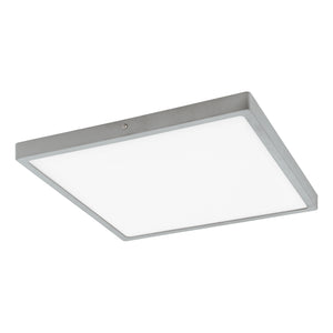 Eglo EU FUEVA?1 LED Ceiling Light – Ultra?Slim Square Surface Mounted Panel, Warm White, 2500?lm, Silver
