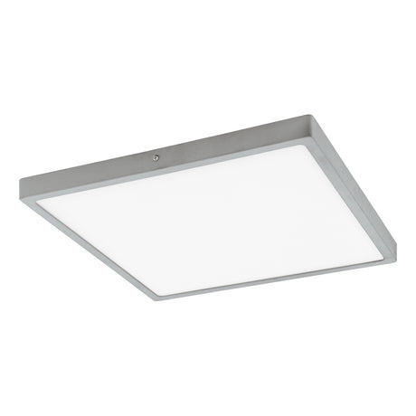 Eglo EU FUEVA?1 LED Ceiling Light – Ultra?Slim Square Surface Mounted Panel, Warm White, 2500?lm, Silver