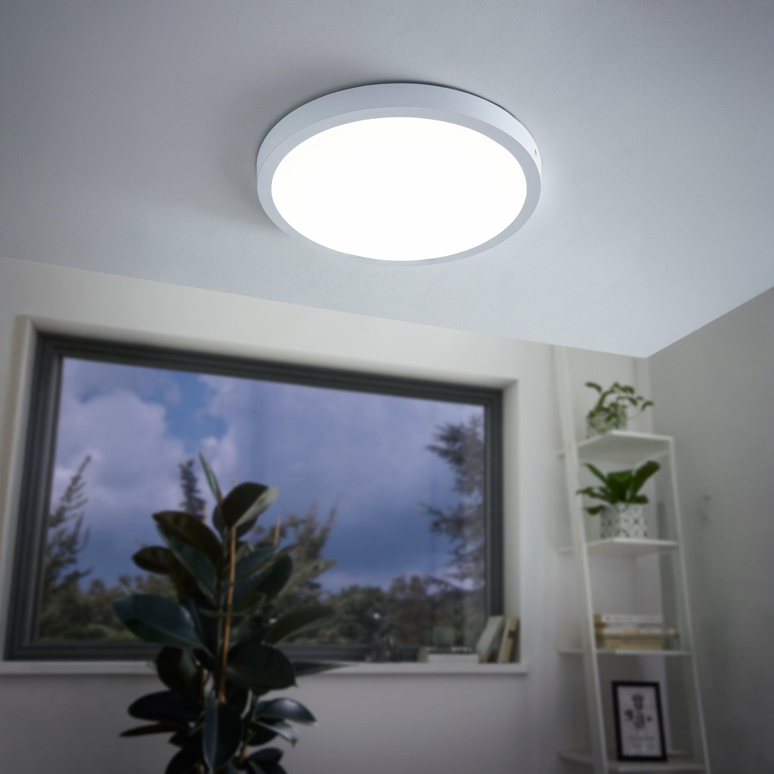 Eglo EU FUEVA?1 LED Ceiling Light – Ultra?Slim Surface Mounted Panel, Neutral White, 2600?lm, Silver product image - Endon Lighting from First Light Direct with great prices and fast UK delivery