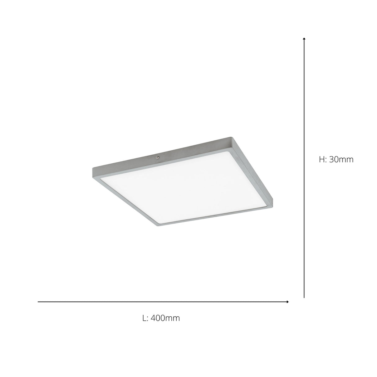 Eglo EU FUEVA?1 LED Ceiling Light – Ultra?Slim Square Surface Mounted Panel, Neutral White, 2600?lm, Silver