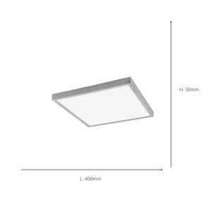Eglo EU FUEVA?1 LED Ceiling Light – Ultra?Slim Square Surface Mounted Panel, Neutral White, 2600?lm, Silver