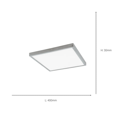 Eglo EU FUEVA?1 LED Ceiling Light – Ultra?Slim Square Surface Mounted Panel, Neutral White, 2600?lm, Silver