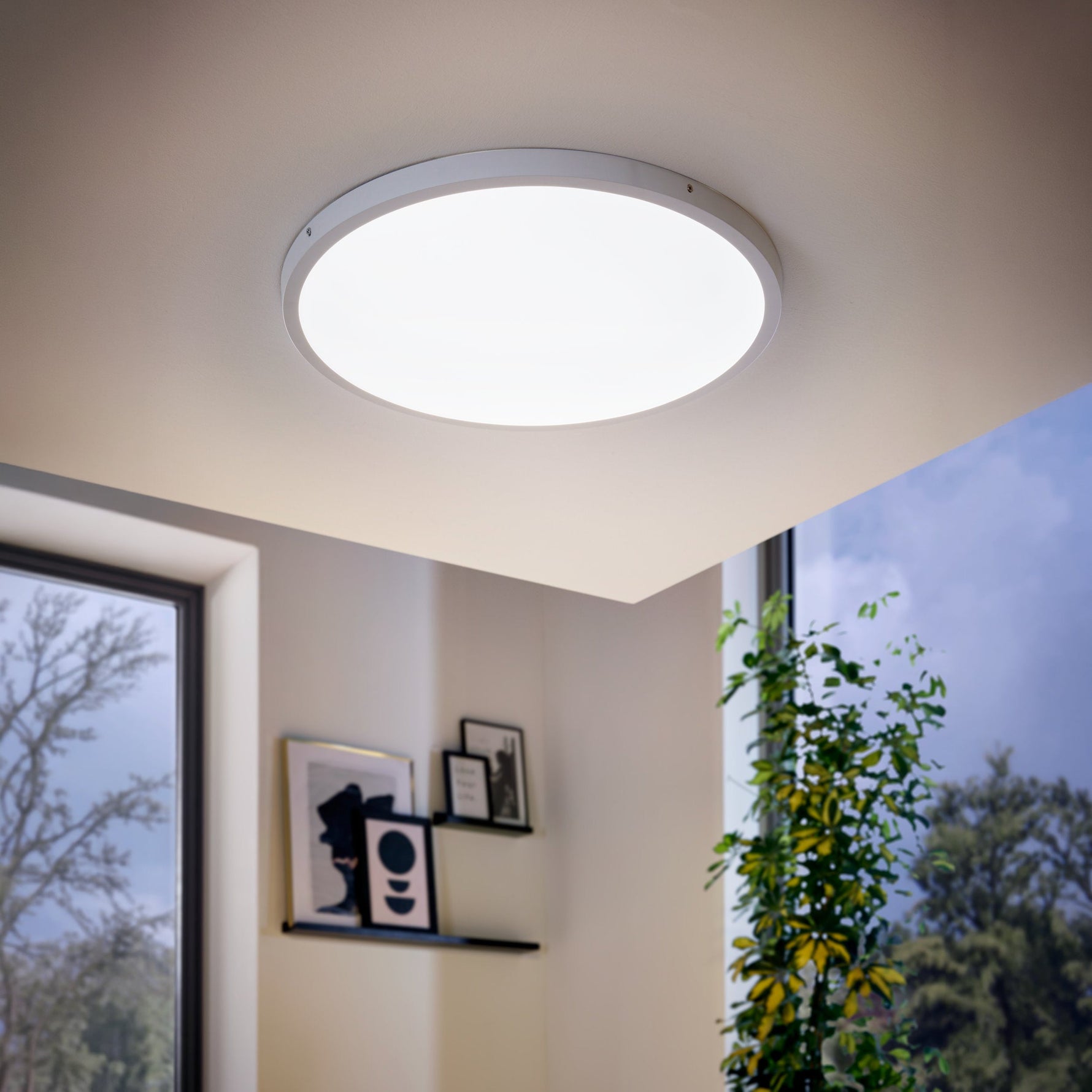 Eglo EU BOCADELLA 1 Ceiling Light – 640mm Black Steel, E27 Fitting product image - Endon Lighting from First Light Direct with great prices and fast UK delivery