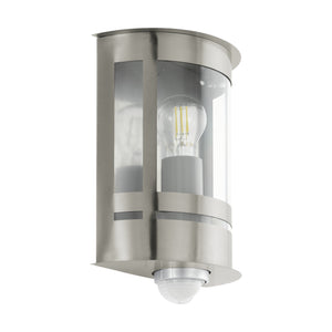 Eglo EU TRIBANO Outdoor Wall Light – Stainless Steel, Motion & Day/Night Sensor, E27, IP44 Exterior Lighting
