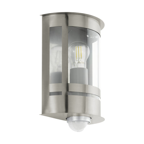 Eglo EU TRIBANO Outdoor Wall Light – Stainless Steel, Motion & Day/Night Sensor, E27, IP44 Exterior Lighting