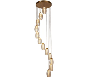Cyclone 12Lt Pendant - Bronze Metal & Champagne Glass