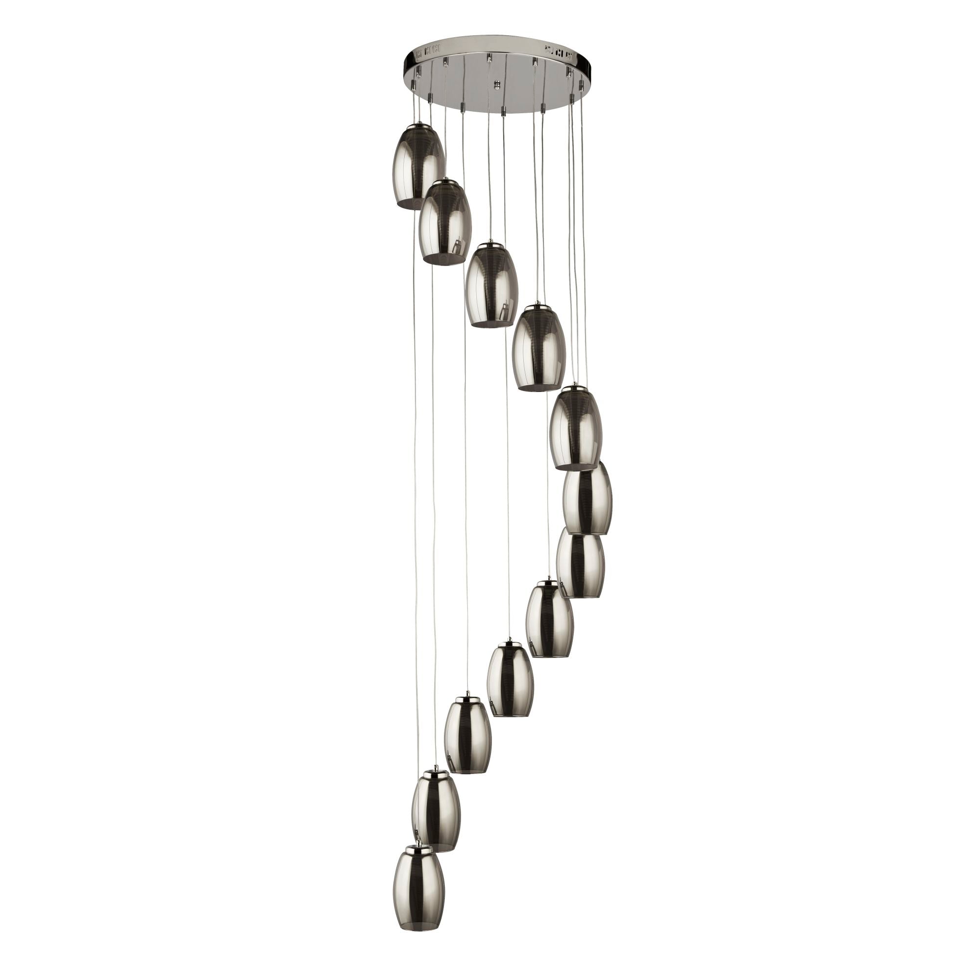 Searchlight Electric Cyclone 12Lt Multi-Drop Pendant- Chrome Metal & Smoked Glass 97291-12SM