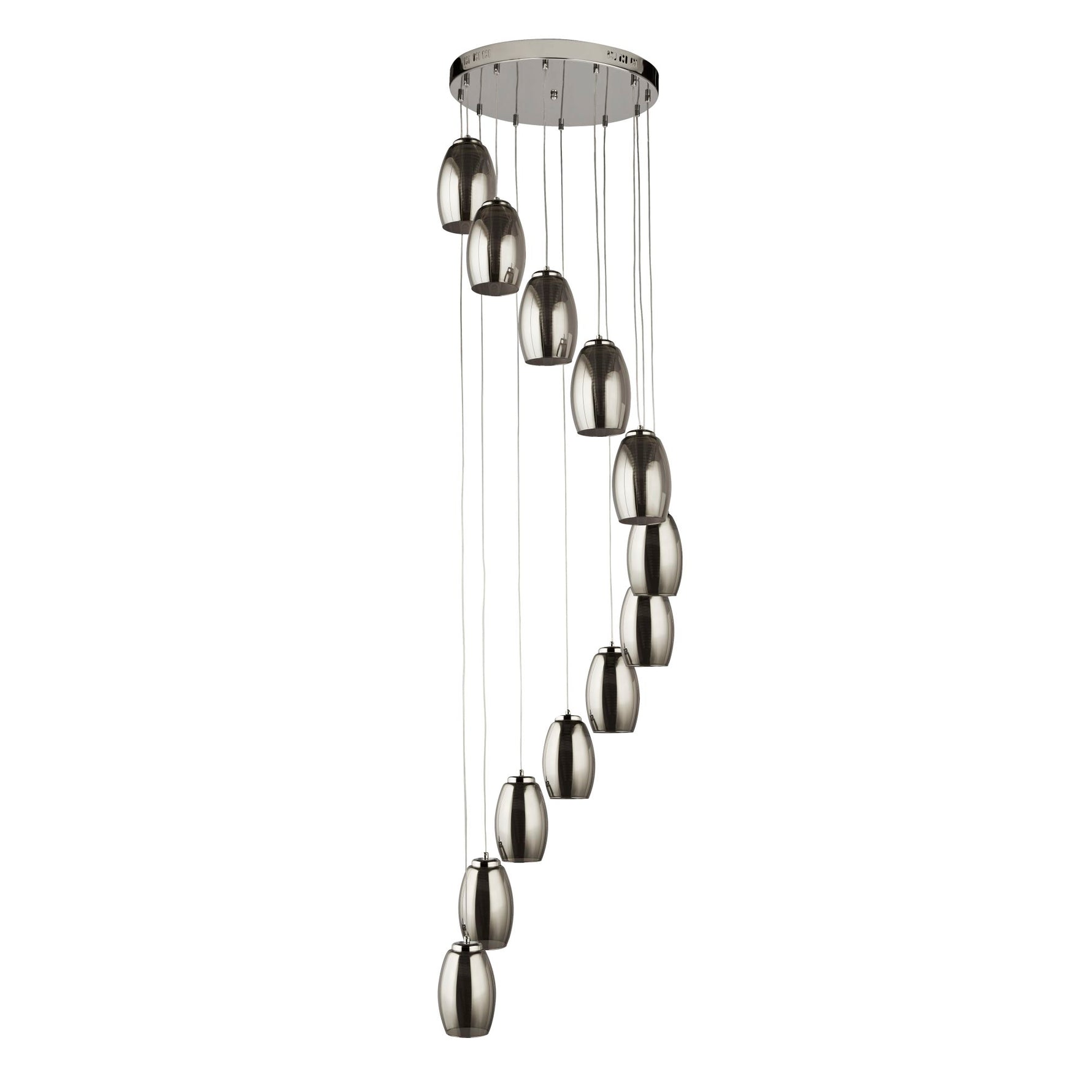 Searchlight Electric Cyclone 12Lt Multi-Drop Pendant- Chrome Metal & Smoked Glass 97291-12SM