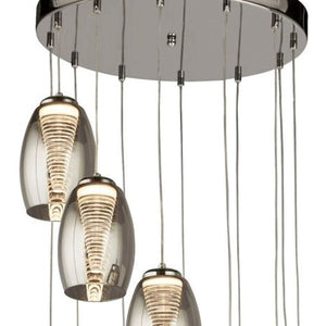 Searchlight Electric Cyclone 12Lt Multi-Drop Pendant- Chrome Metal & Smoked Glass 97291-12SM