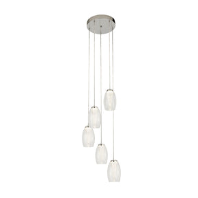 Cyclone 5Lt Multi-Drop Pendant - Chrome Metal & Glass