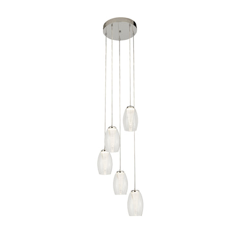 Cyclone 5Lt Multi-Drop Pendant - Chrome Metal & Glass