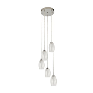 Searchlight Electric Cyclone 5Lt Multi-Drop Pendant - Chrome Metal & Glass 97291-5CL