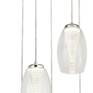 Searchlight Electric Cyclone 5Lt Multi-Drop Pendant - Chrome Metal & Glass 97291-5CL