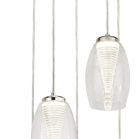 Searchlight Electric Cyclone 5Lt Multi-Drop Pendant - Chrome Metal & Glass 97291-5CL