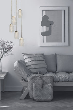 Searchlight Electric Cyclone 5Lt Multi-Drop Pendant - Chrome Metal & Glass 97291-5CL