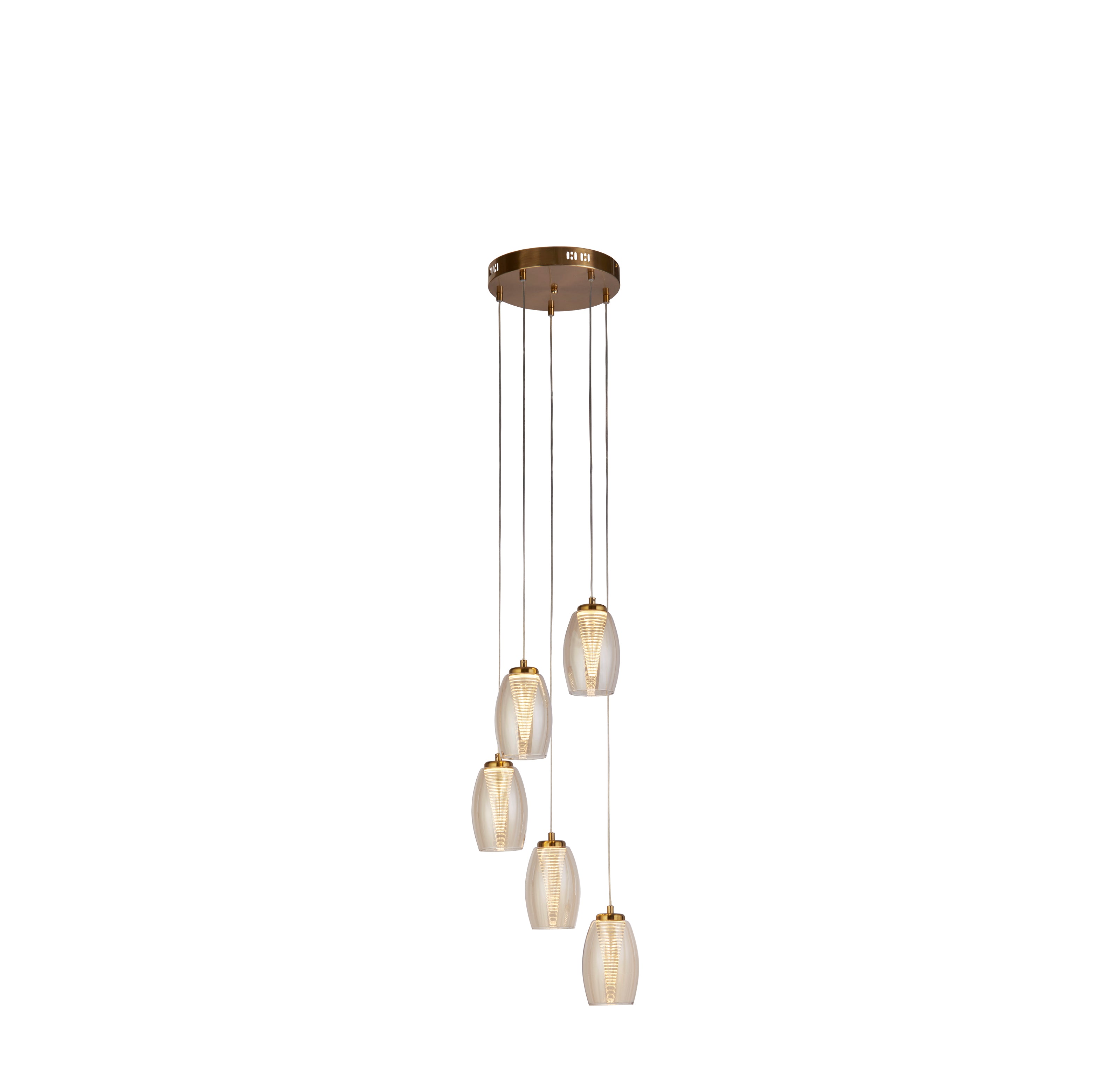 Cyclone 5Lt Pendant - Bronze Metal & Champagne Glass
