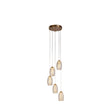 Cyclone 5Lt Pendant - Bronze Metal & Champagne Glass