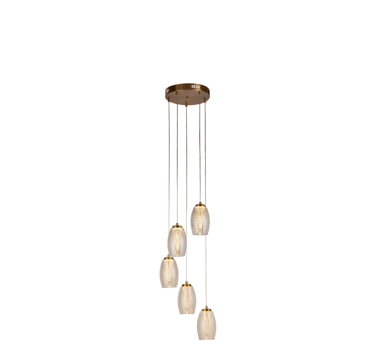 Cyclone 5Lt Pendant - Bronze Metal & Champagne Glass