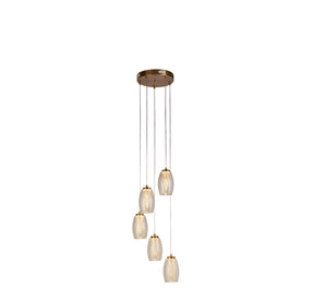 Cyclone 5Lt Pendant - Bronze Metal & Champagne Glass